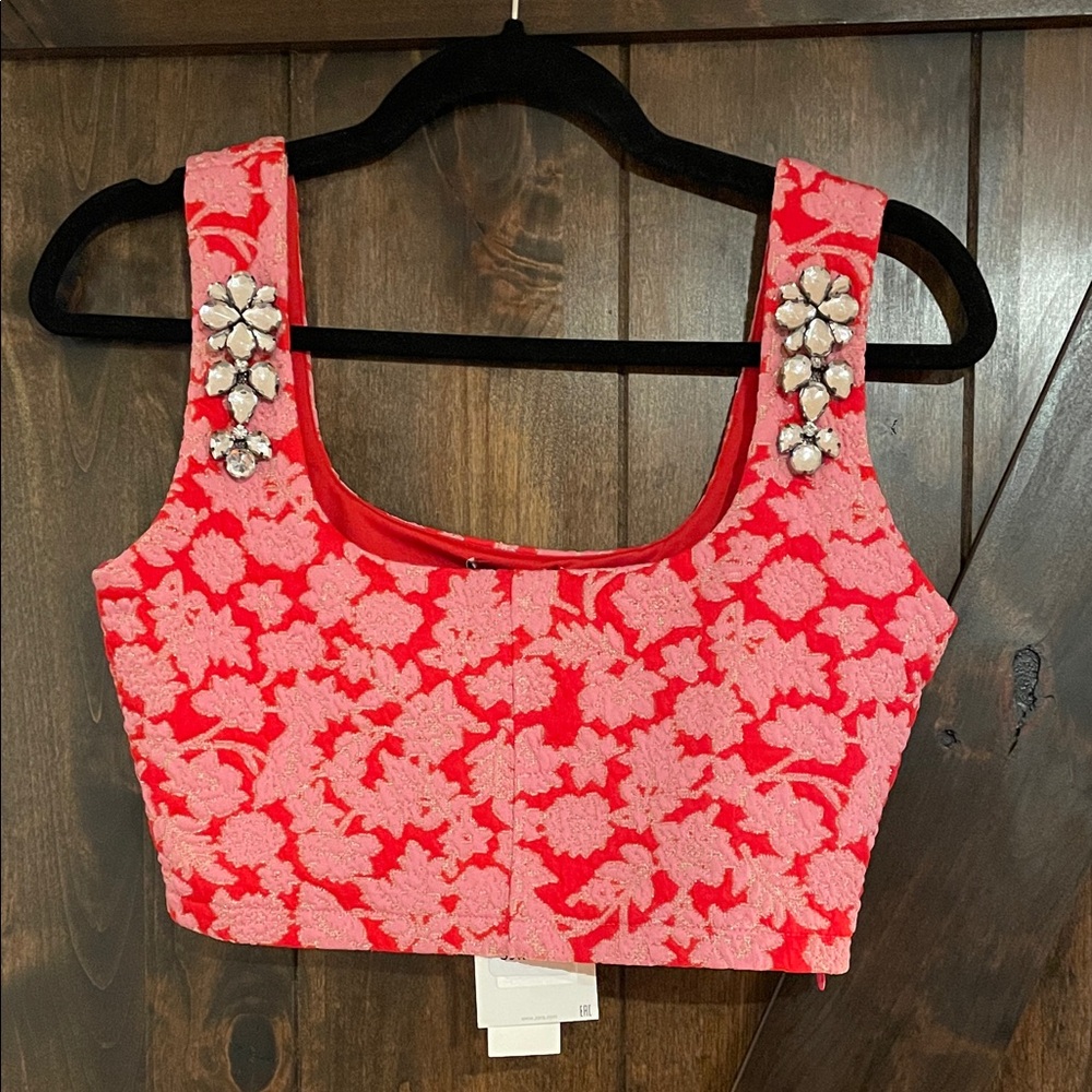 Zara Pink Floral Crop Top